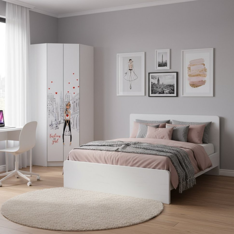 Шкаф угловой Вега Girl, Белый