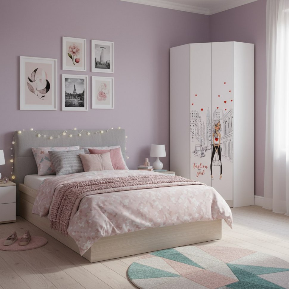 Шкаф угловой Вега Girl, Белый