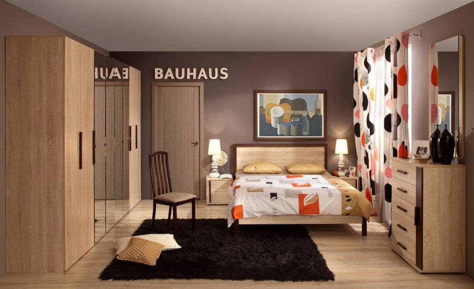 Кровать 90х200 с основанием из дерева Bauhaus 5 (Глазов) Дуб Сонома