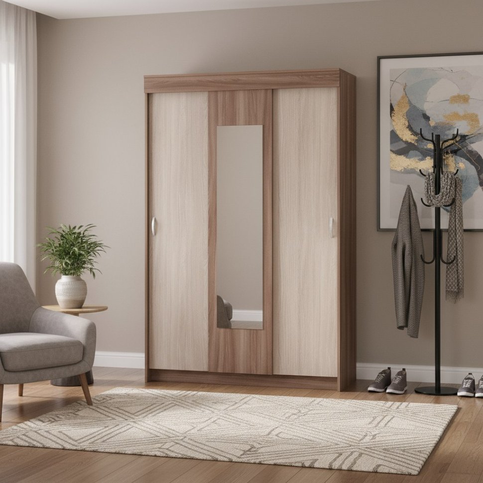 Шкаф-купе Бассо, ясень шимо темный/ясень шимо светлый