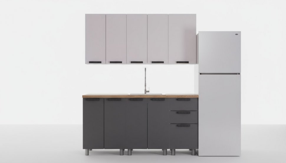 Кухня Аленушка 1,6м Лаванда Кашемир/Сталь,скоба черный,черный