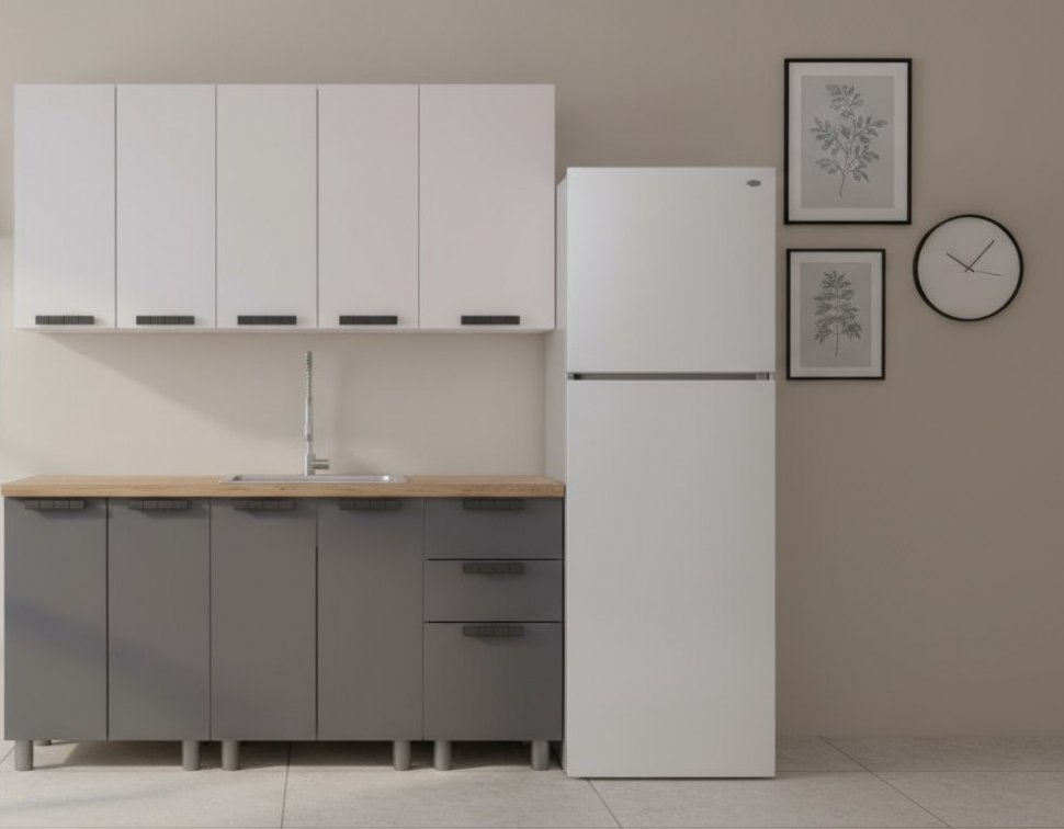 Кухня Аленушка 1,6м Лаванда Кашемир/Сталь,скоба черный,черный