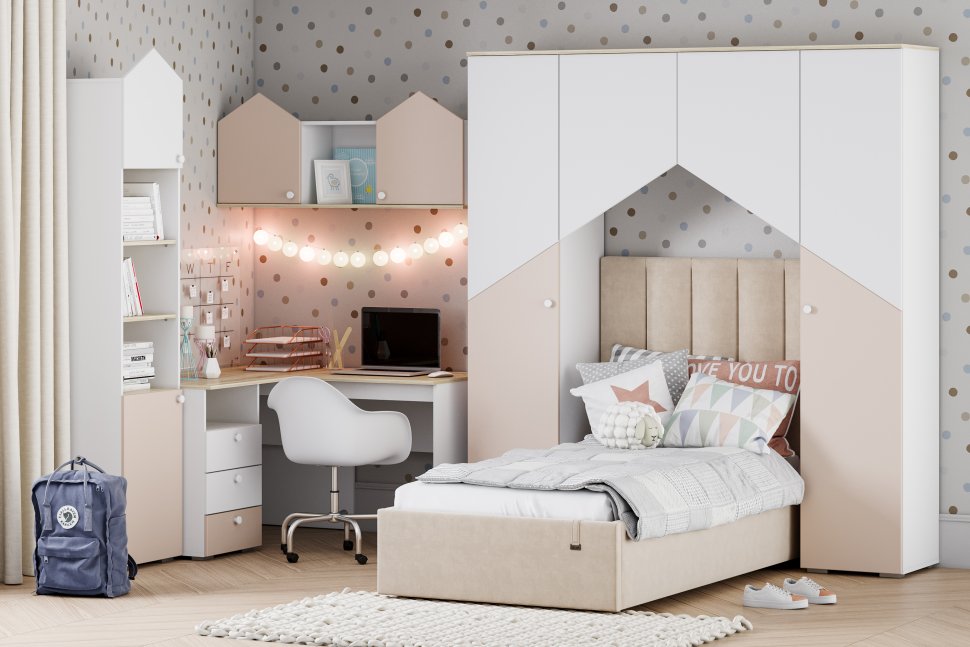 НМ 041.46 полка Банни белый/дуб сонома/бисквит