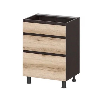 Шкаф кухонный напольный с ящиками 60 см Берген 6с3 (Венге/Дуб Делано)