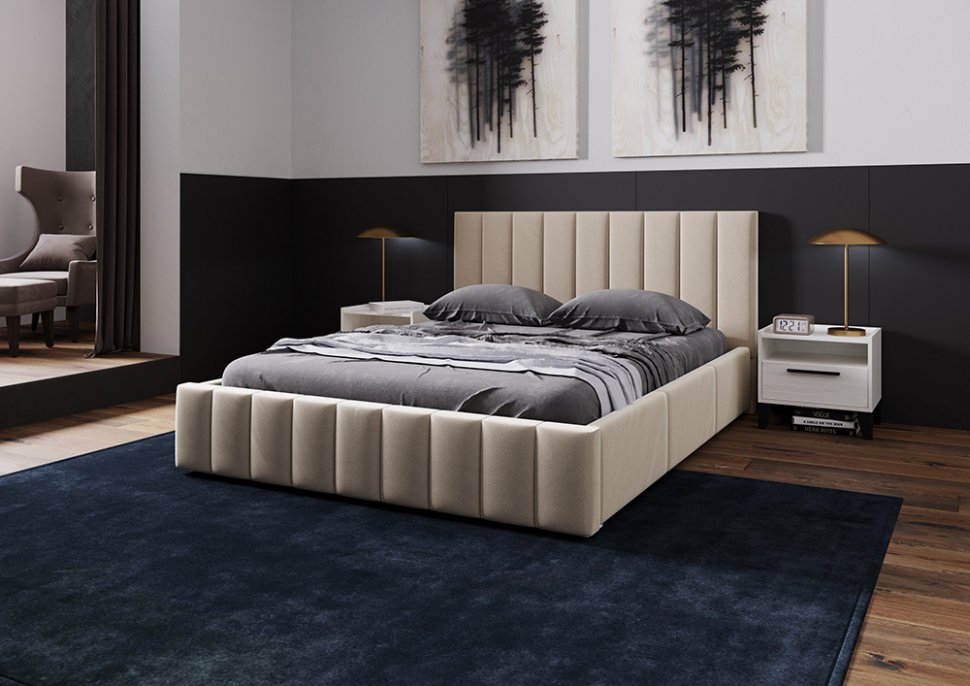 Мягкая кровать 180х200 Нега (ТЭКС) Бежевый