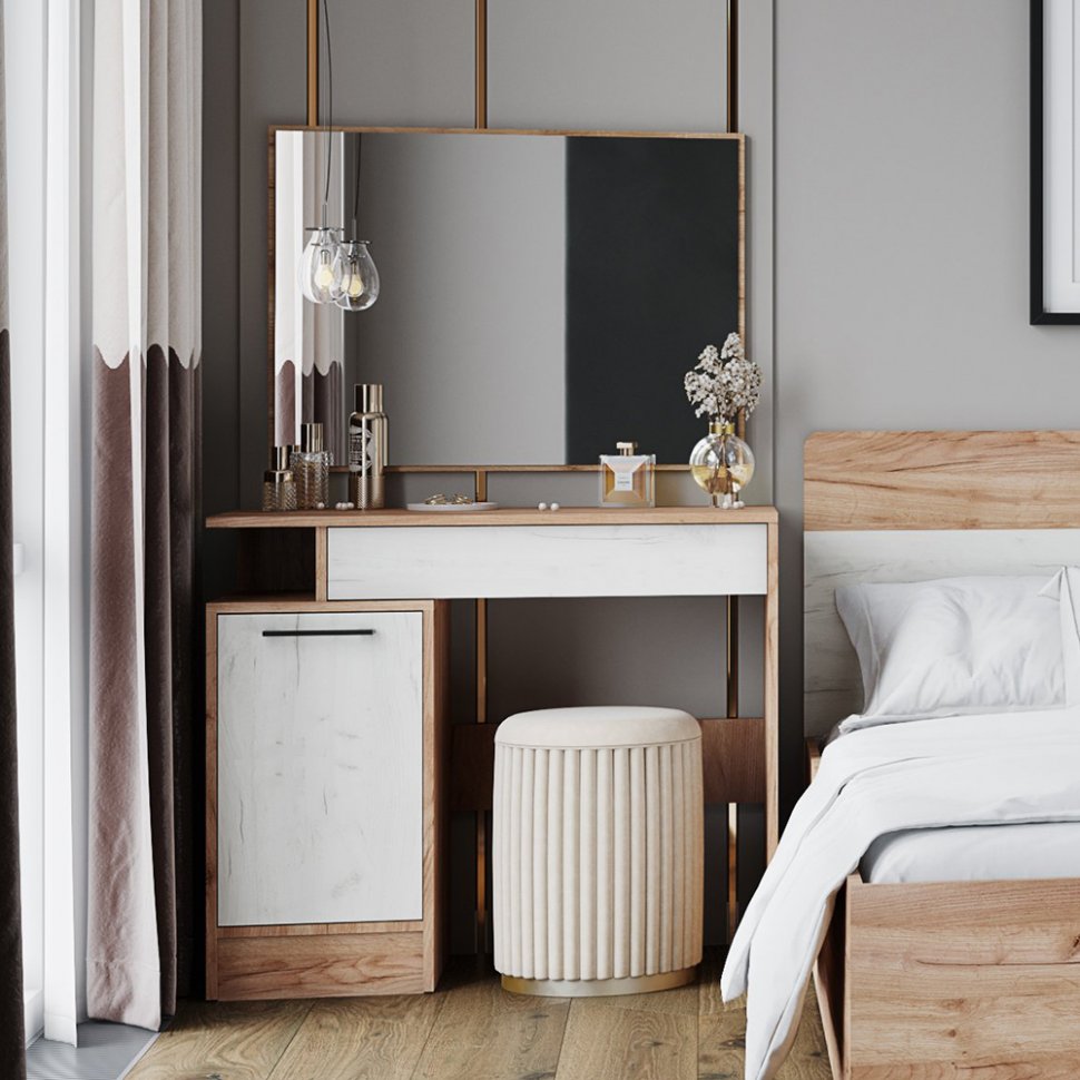 Стол косметический Вегас (ТЭКС) Крафт табачный / Крафт белый