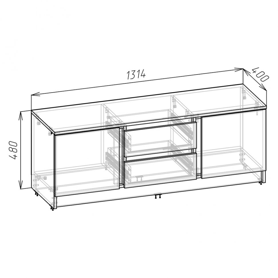 Тумба для ТВ Зара  ЗТ131-22 (Крафт золотой / Крафт белый)