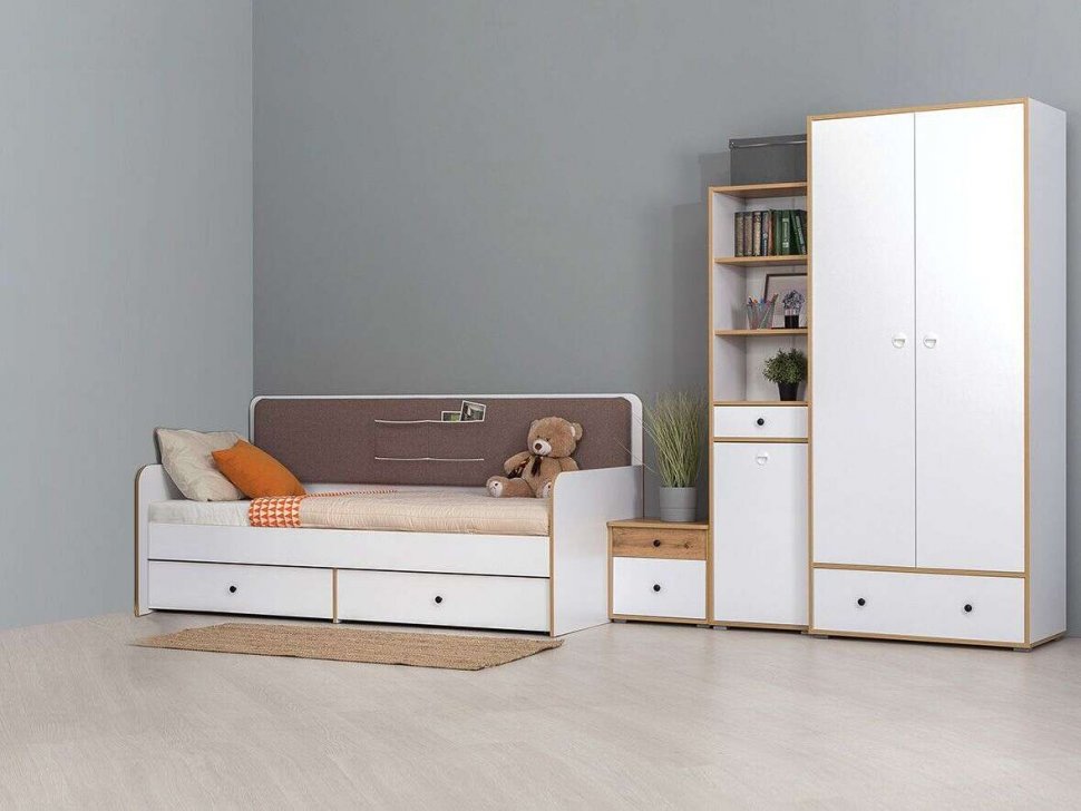 Молодежная Вуди 2 белый/дуб золотой