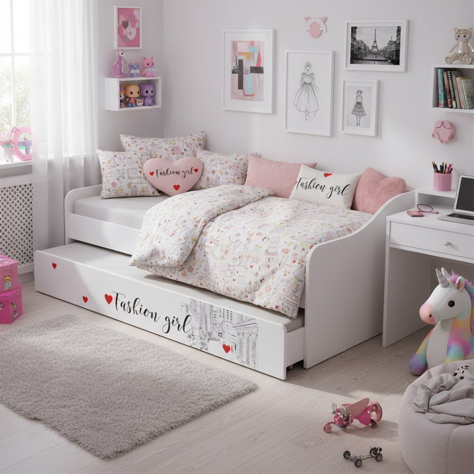 Кровать выдвижная Вега Girl, Белый