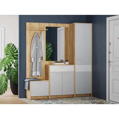 Прихожая Нортон 1 Дуб крафт золотой/белый/серый камень