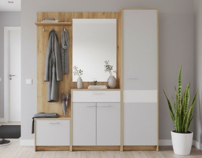 Прихожая Нортон 1 Дуб крафт золотой/белый/серый камень