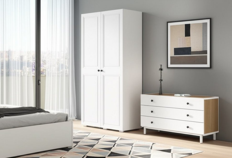 Шкаф 2-створчатый Софт ШК-02 (БТС) Белый