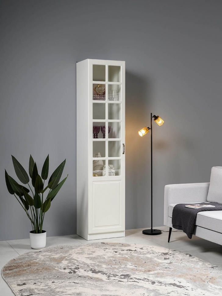 Ливерпуль Шкаф - витрина Белый/Ясень ваниль