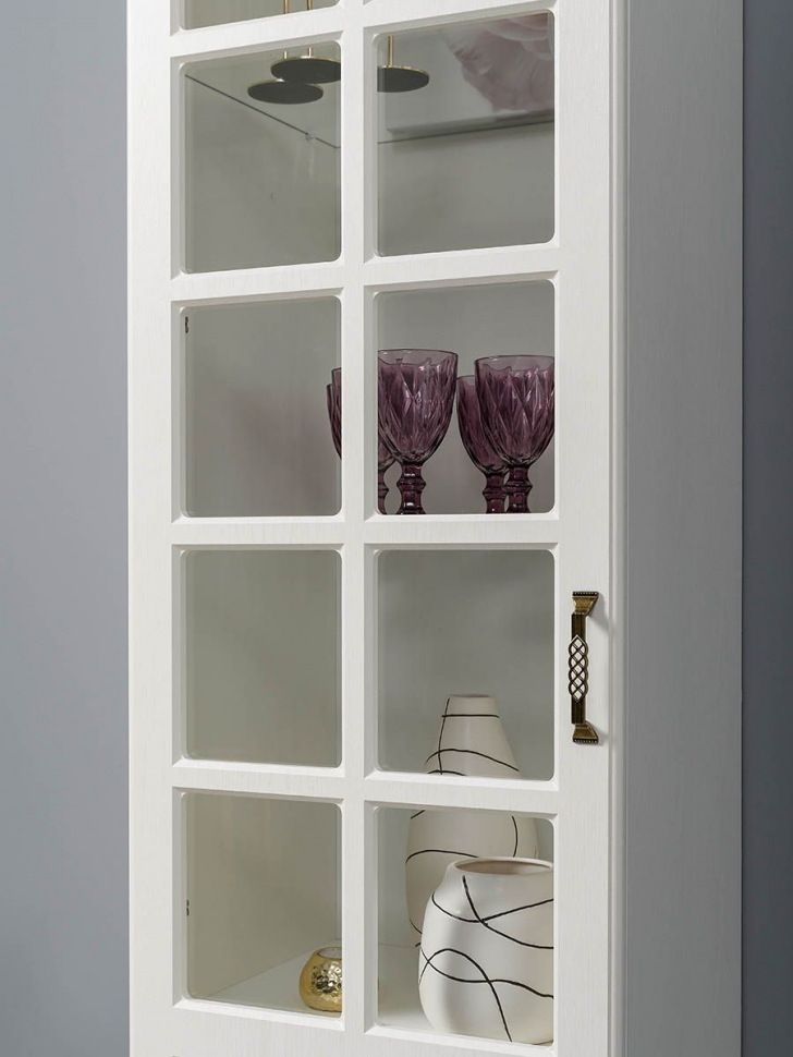 Ливерпуль Шкаф - витрина Белый/Ясень ваниль