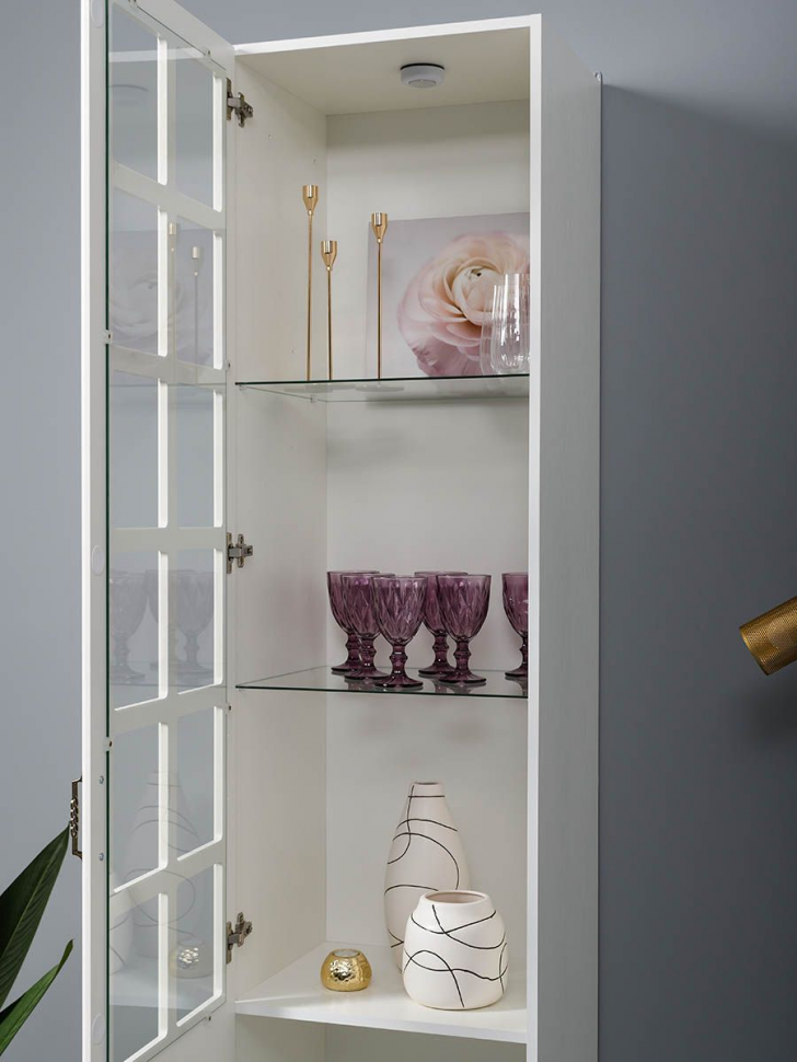 Ливерпуль Шкаф - витрина Белый/Ясень ваниль