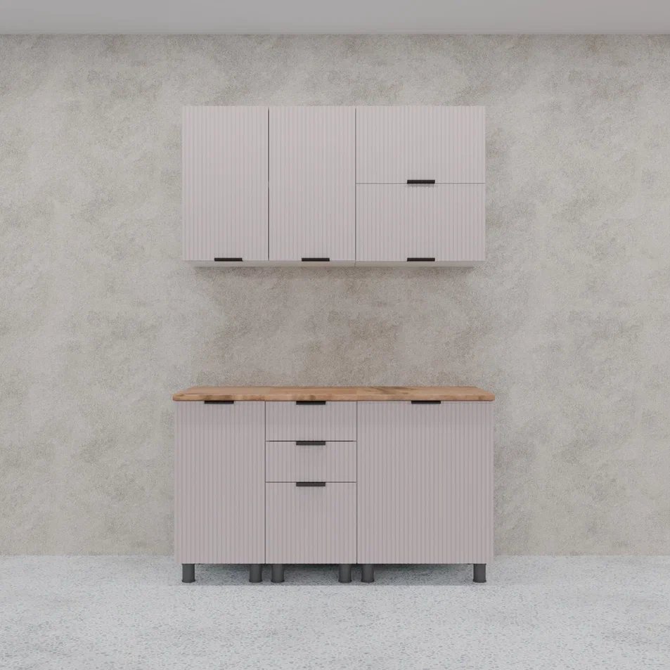 Кухня Аленушка 1,4м с ящ. Лотос Кашемир,скоба антрацит,черный