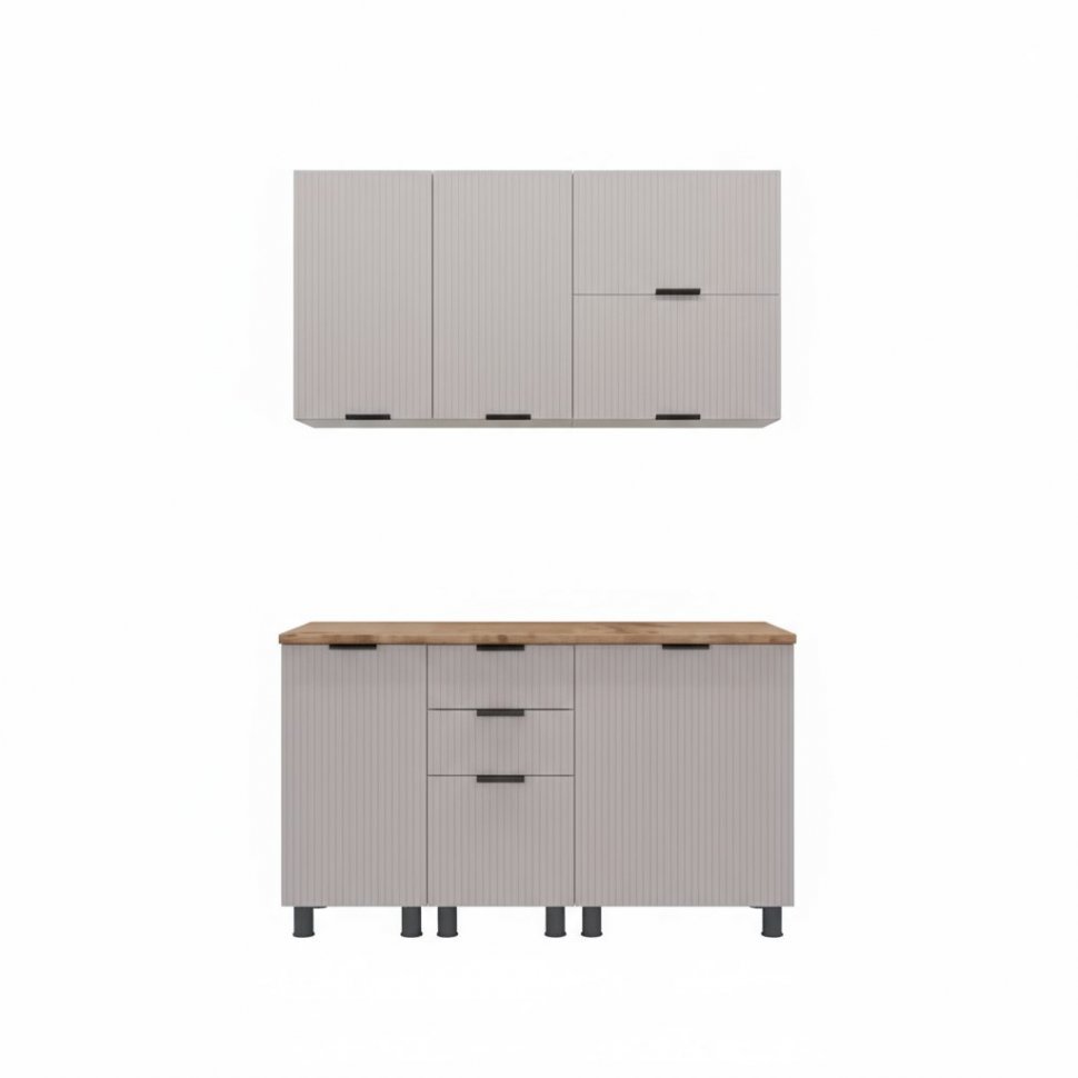 Кухня Аленушка 1,4м с ящ. Лотос Кашемир,скоба антрацит,черный