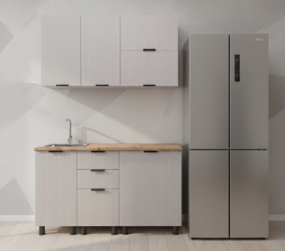 Кухня Аленушка 1,4м с ящ. Лотос Кашемир,скоба антрацит,черный