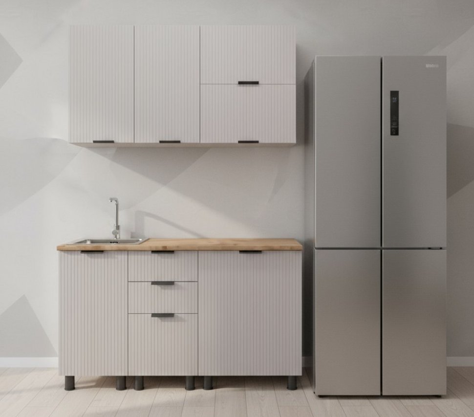 Кухня Аленушка 1,4м с ящ. Лотос Кашемир,скоба антрацит,черный