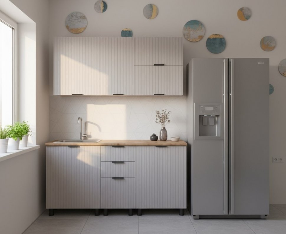 Кухня Аленушка 1,4м с ящ. Лотос Кашемир,скоба антрацит,черный