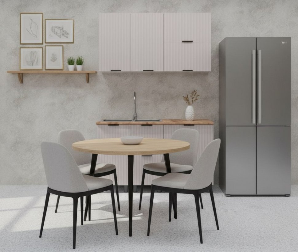 Кухня Аленушка 1,4м с ящ. Лотос Кашемир,скоба антрацит,черный