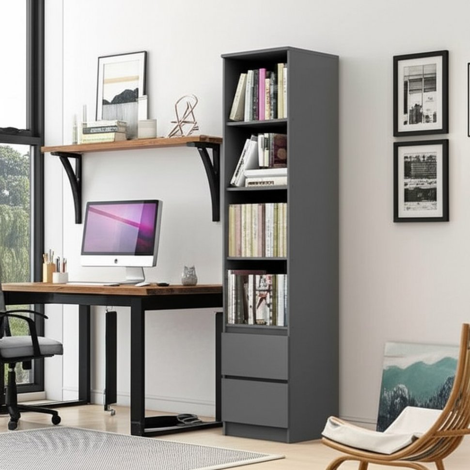 Шкаф-стеллаж Симпл ПН-18 (БТС) Графит