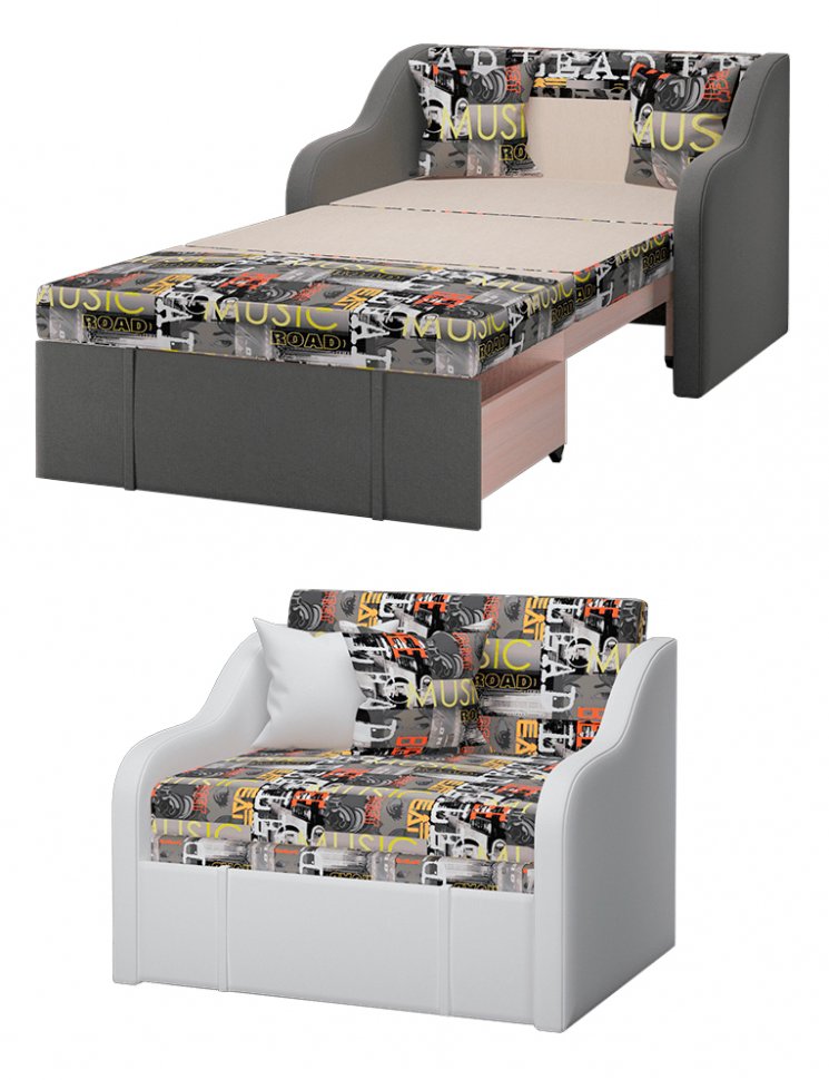 Диван Том (Велюр Music / Экокожа white) MLK