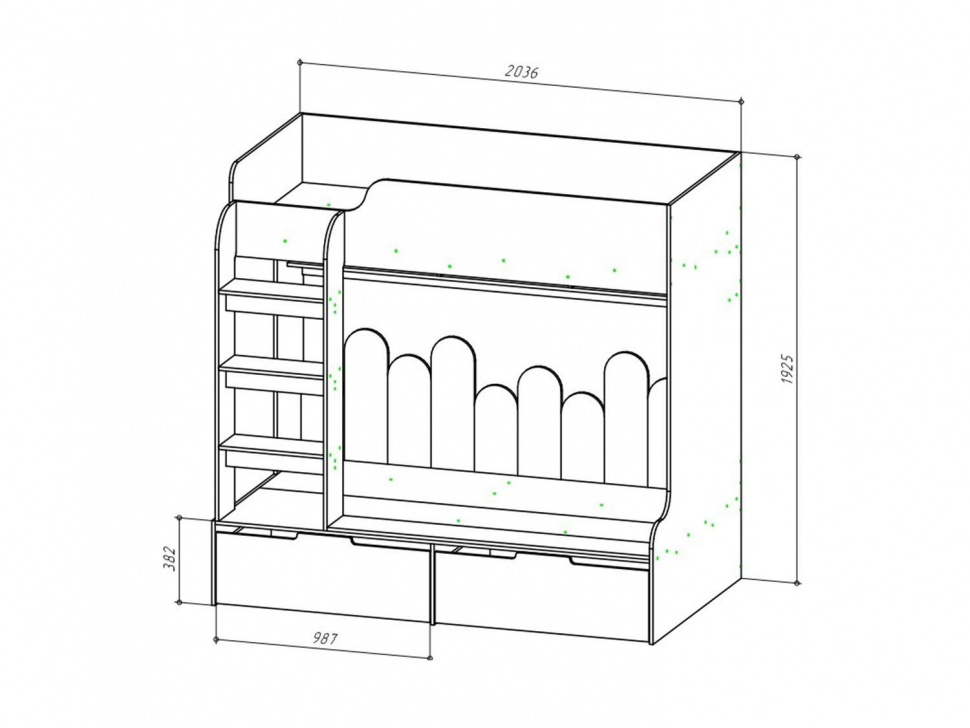 Бруно Чердак-кровать / Дуб Вотан / Серый Графит 