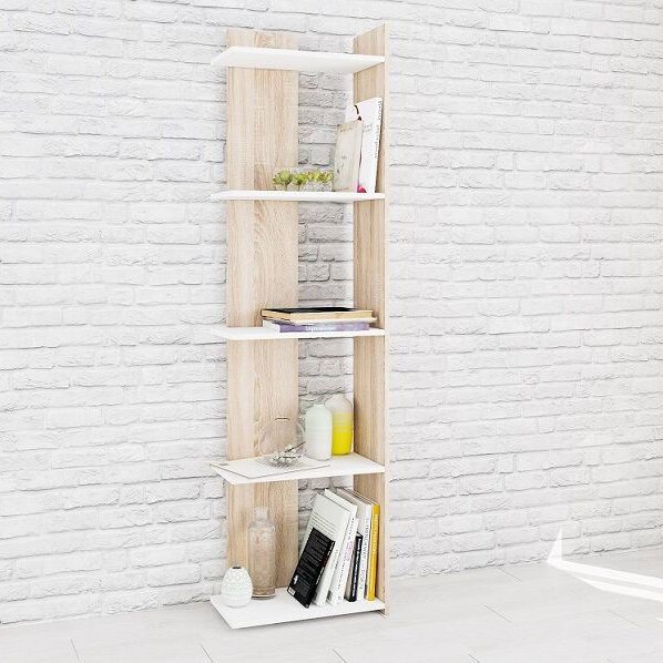 Стеллаж Ромео-7 (ТЭКС) Белый / Дуб Сонома