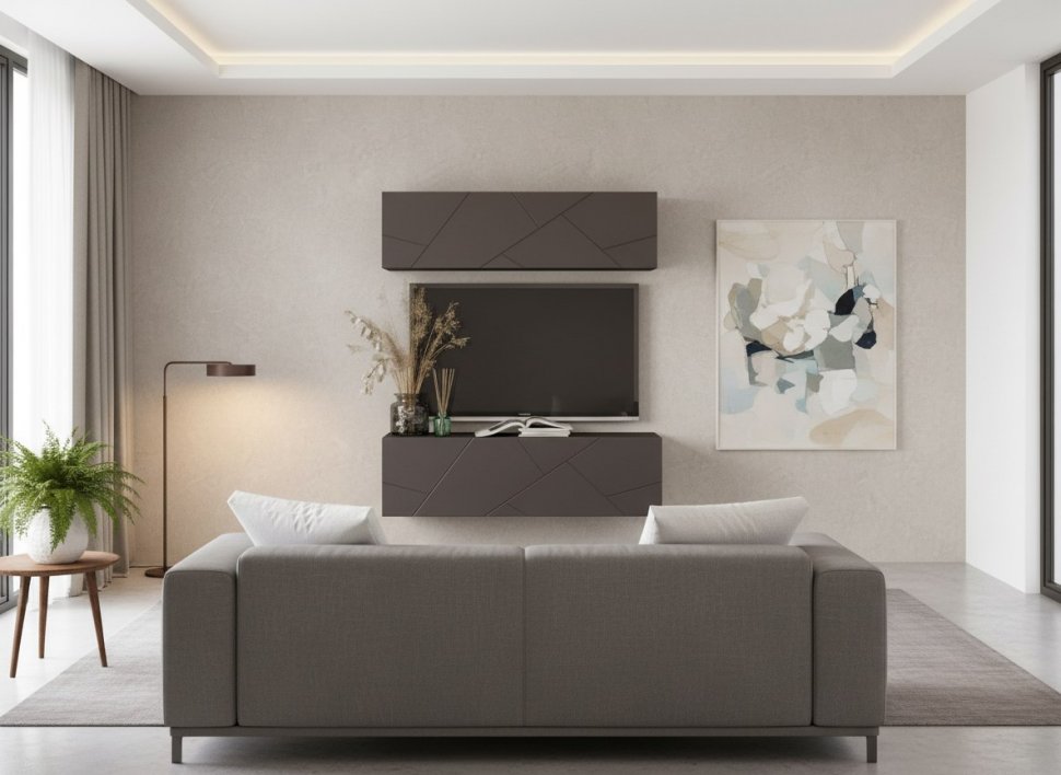 Гостиная Summit комплектация 15 Ясень анкор тёмный/софт графит/капучино