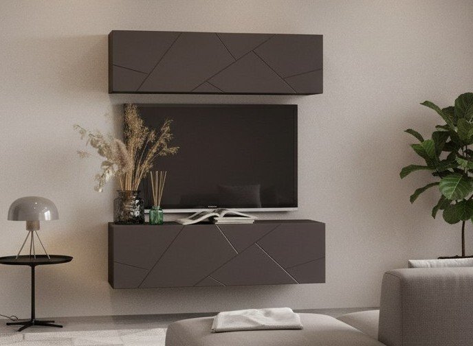 Гостиная Summit комплектация 15 Ясень анкор тёмный/софт графит/капучино