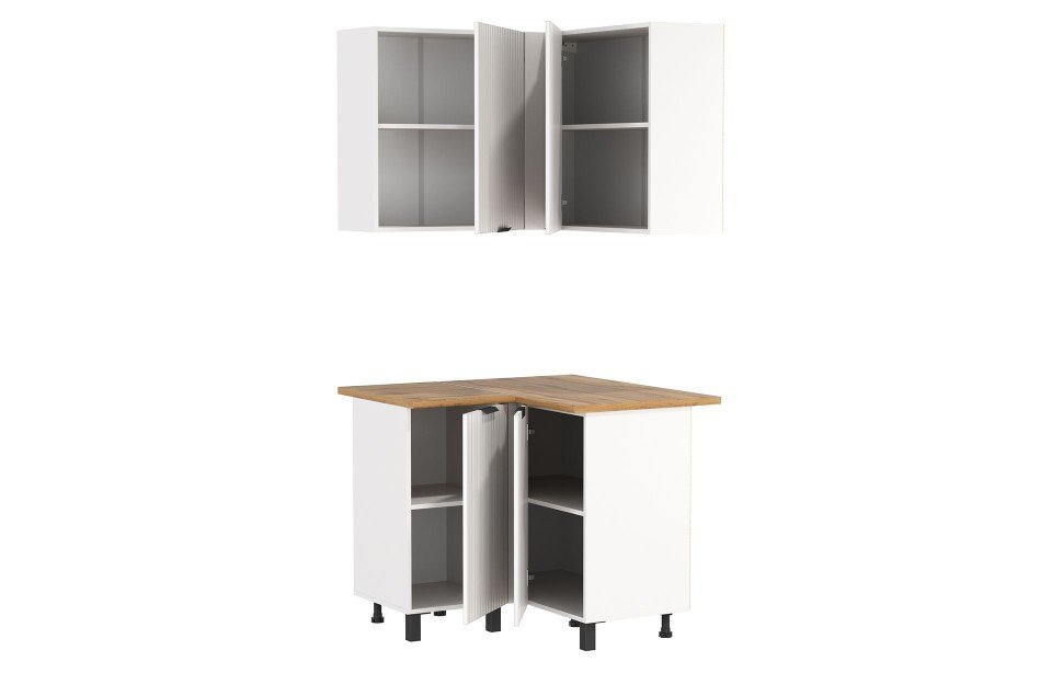 Кухня Венера угловая 1000 х 1000 МДФ Белый матовый фрезерованный