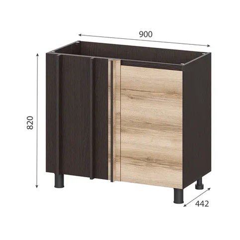 Шкаф кухонный напольный угловой 100 см Берген 10ус (Венге/Дуб Делано)