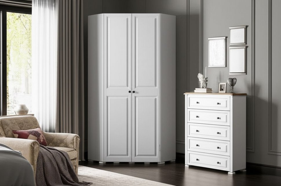 Шкаф угловой Софт ШКУ-01 (БТС) Белый