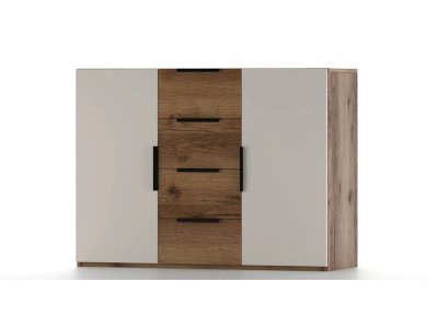 Харди комод широкий Дуб Делано Темный / Супермат Джелато