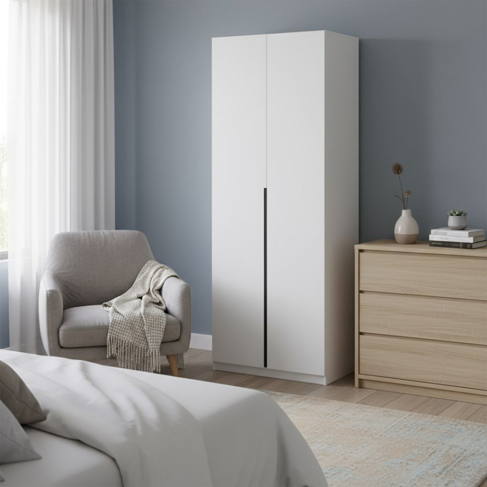 Шкаф распашной с наполнением (3 полки + штанга) ШК 5 (800), Белый