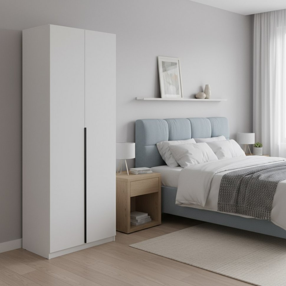 Шкаф распашной с наполнением (3 полки + штанга) ШК 5 (800), Белый