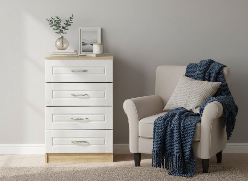 НМ 040.38 Комод Оливия Дуб Сонома/белое дерево