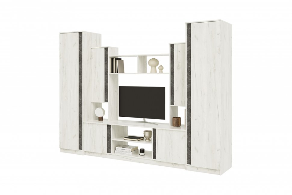 Гостиная Атлантида-5 (МИФ) Бетон темный / Дуб крафт белый