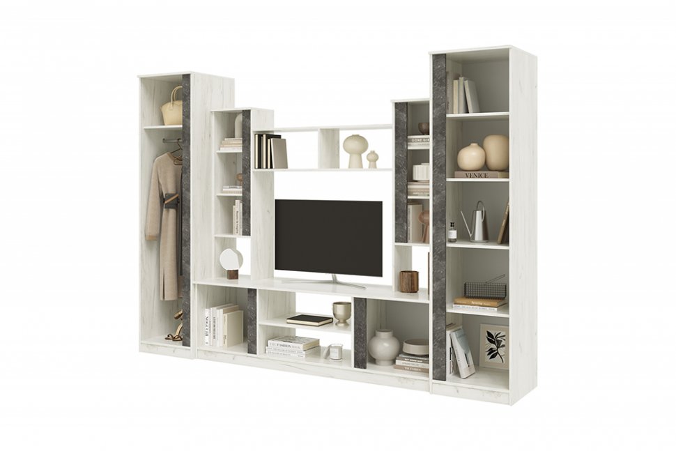 Гостиная Атлантида-5 (МИФ) Бетон темный / Дуб крафт белый