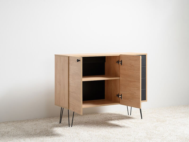 Комод Брюс 16.233, Battle rock FSC Santiago,Черный, Кварц Блэк