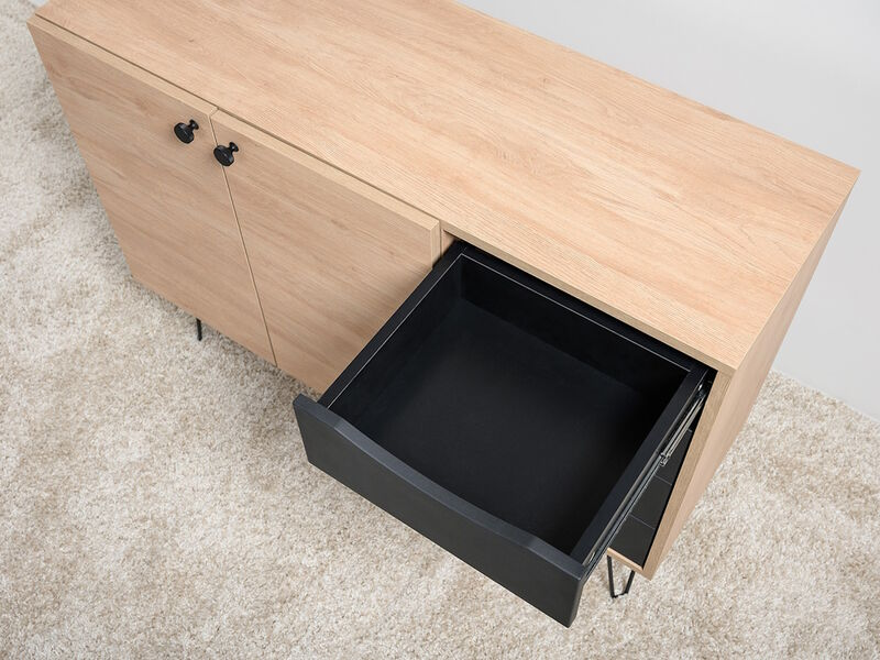 Комод Брюс 16.233, Battle rock FSC Santiago,Черный, Кварц Блэк