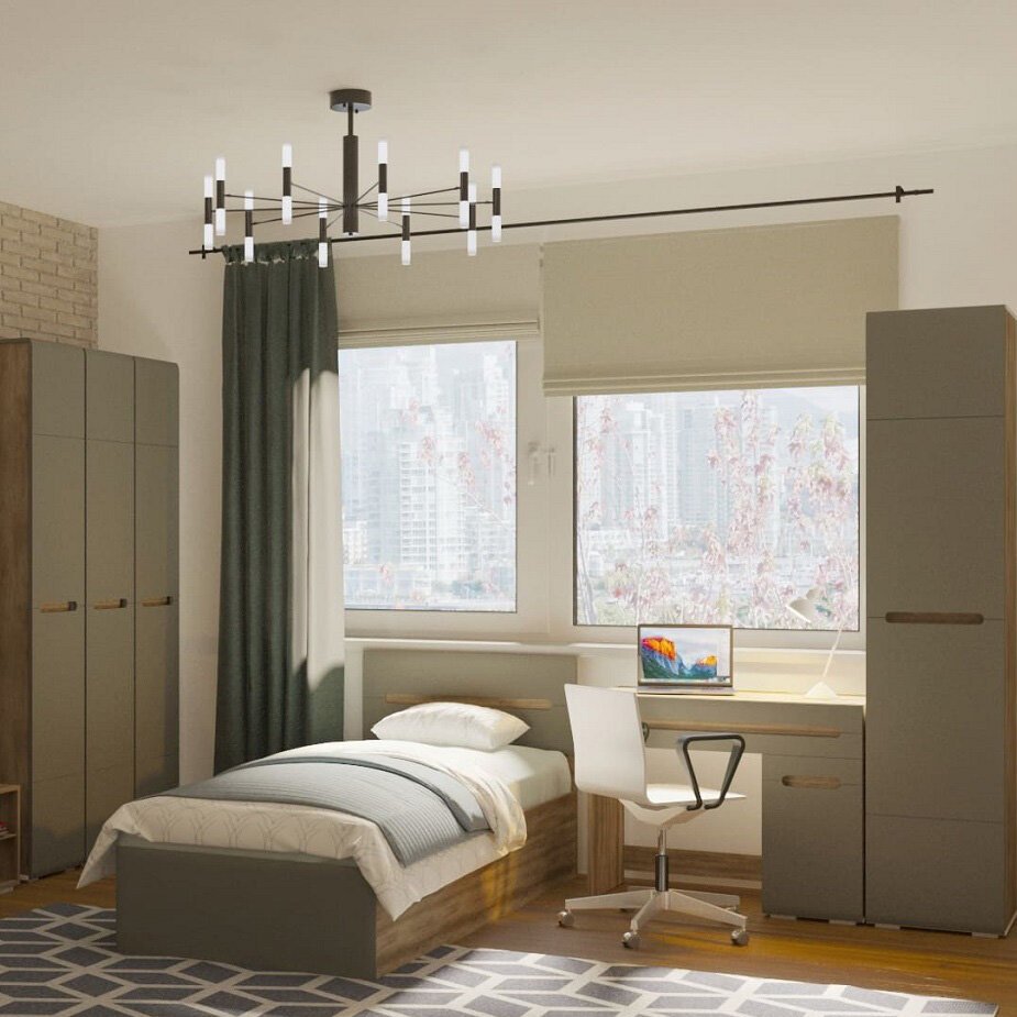 Кровать 90х200 Наоми КР-12 с настилом (БТС) Графит