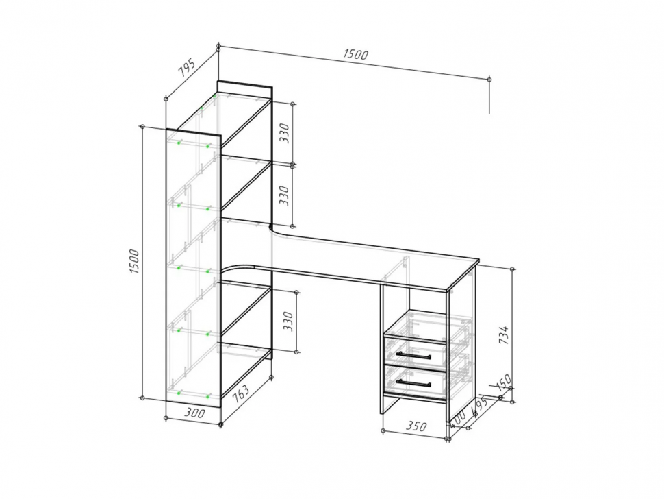 Бруно Стол школьника Дуб Вотан / Серый графит