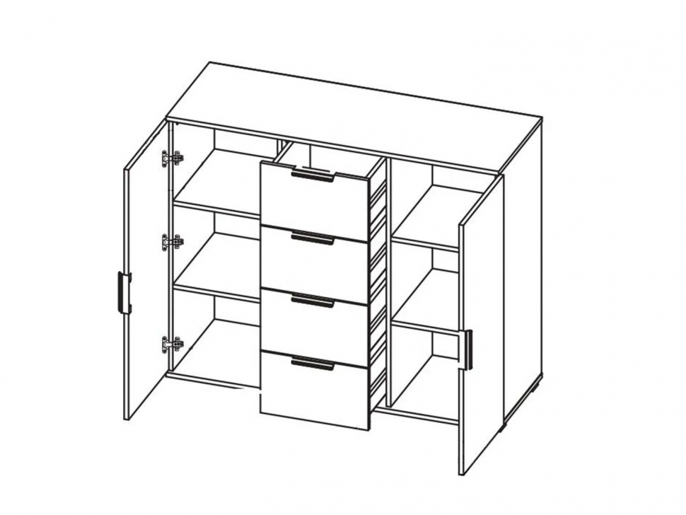 Харди комод широкий Дуб Делано Темный / Грин софт