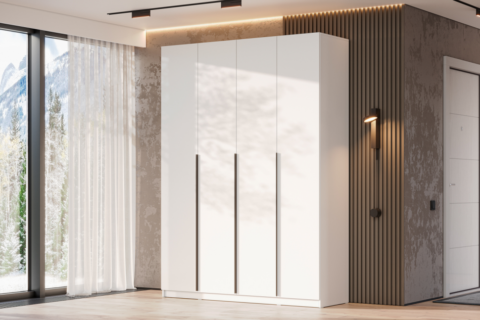 Шкаф распашной с наполнением (13 полок + 2 ящика) ШК 5 (1600), Белый