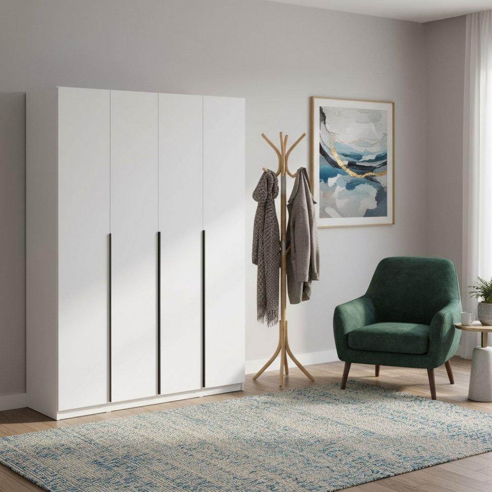 Шкаф распашной с наполнением (13 полок + 2 ящика) ШК 5 (1600), Белый