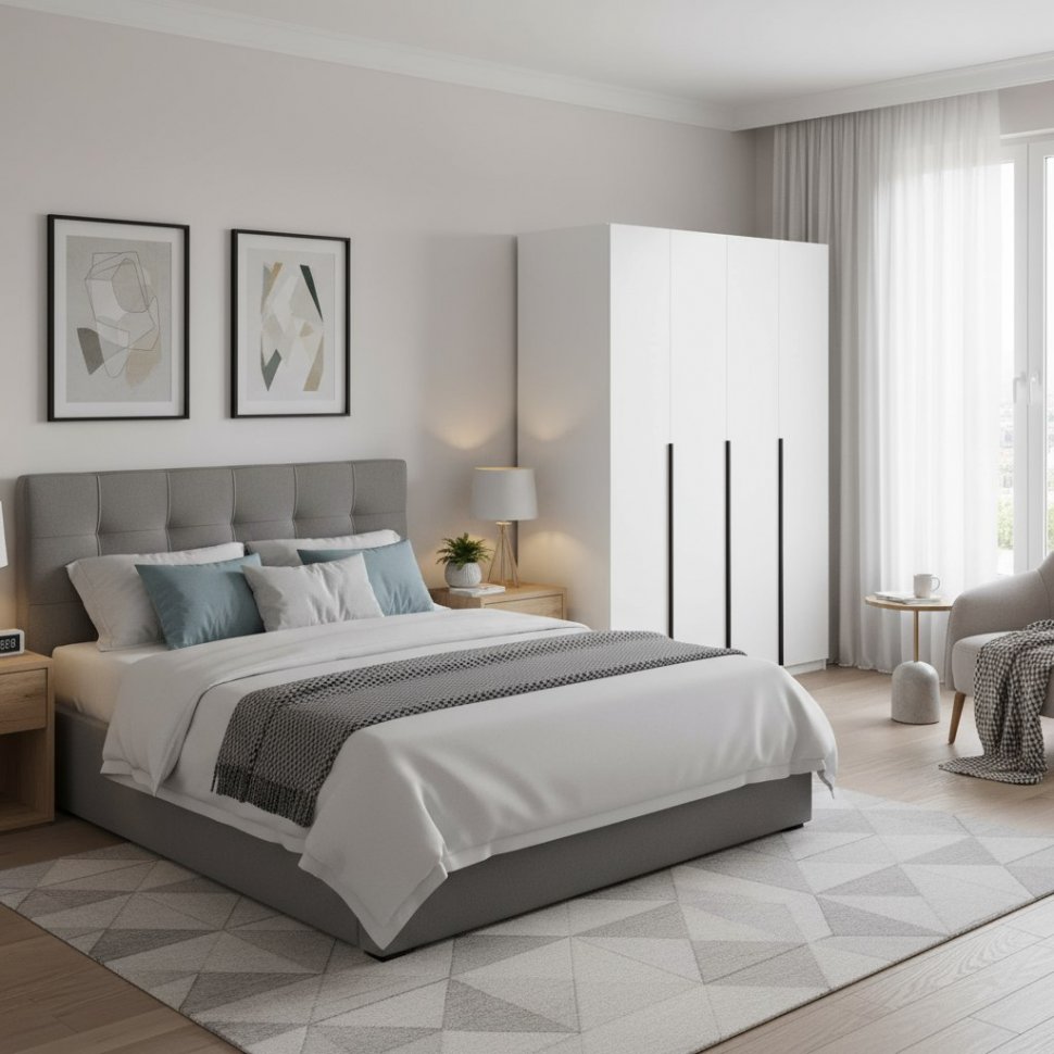 Шкаф распашной с наполнением (13 полок + 2 ящика) ШК 5 (1600), Белый