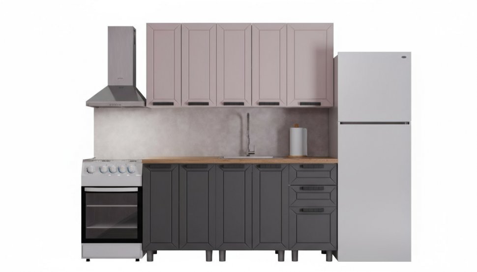 Кухня Аленушка 1,6м Лилия Кашемир/Сталь,скоба черный,черный