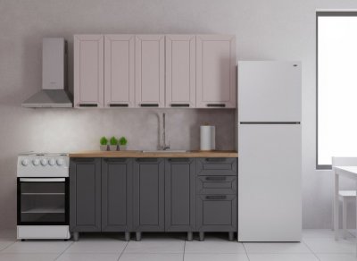 Кухня Аленушка 1,6м Лилия Кашемир/Сталь,скоба черный,черный